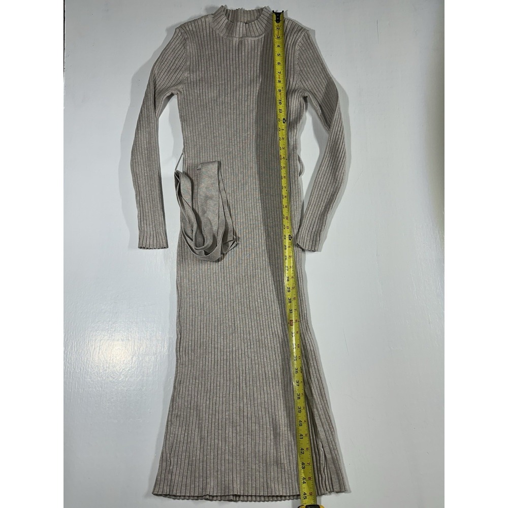 Ribbed Knit Maxi Dress: Long Sleeve Crew Neck Bodycon Party Dress - Picture 4 of 8